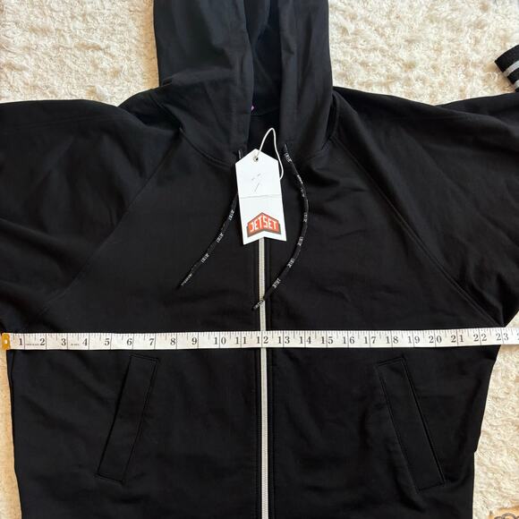 NWT Jet Set Medium Lurex Black Full Zip Hoodie Jacket Cotton Blend Italy - Picture 7 of 12